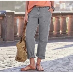 Sundance 16 ORGANIA LACE Embroidered LINEN Cargo SUMMER Women Crop ROLL UP PANT